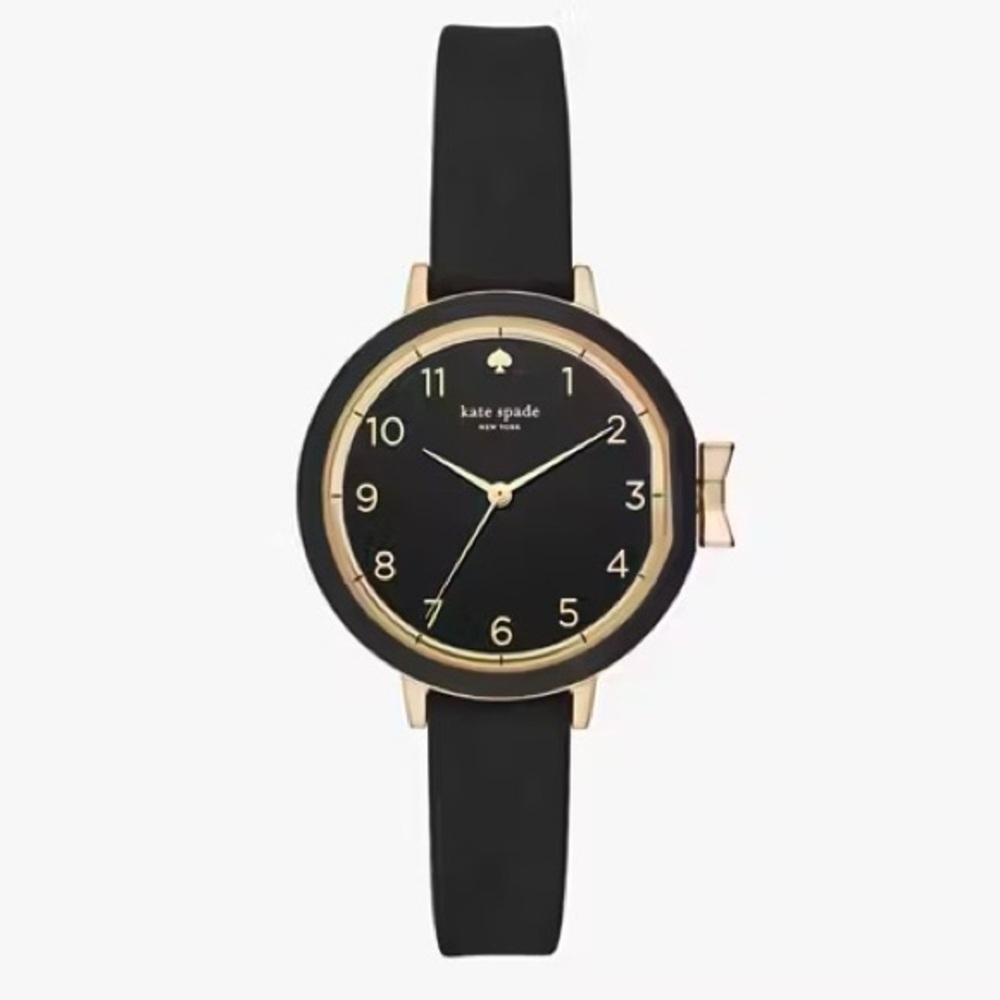 kate spade New York Black & Gold Silicone Strap Watch